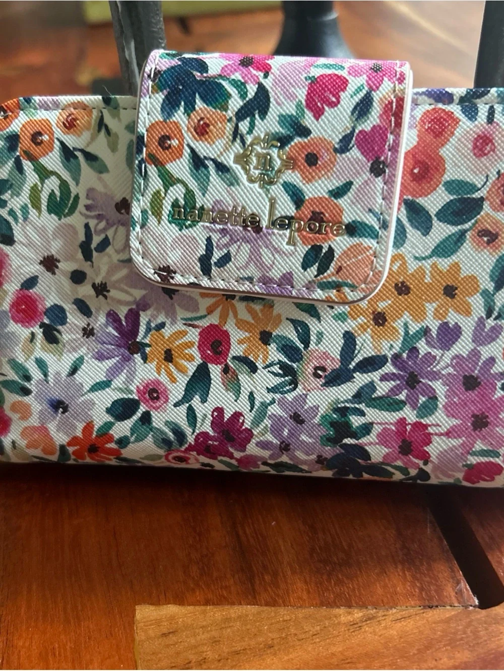Nanette Lepore Floral Print Wallet in Pink, Orange, Purple, Green